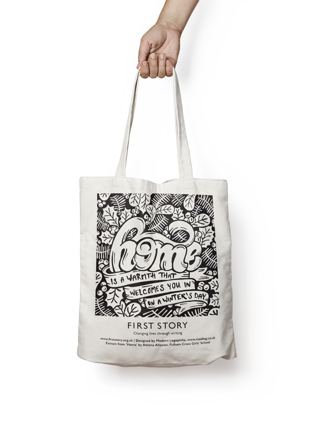 transparent bag with writing